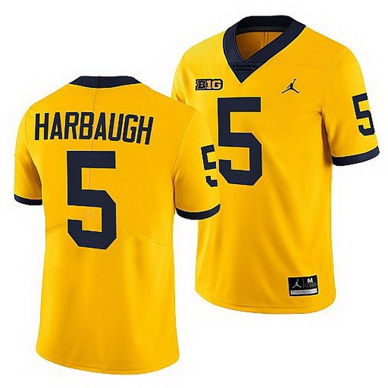 Michigan Wolverines Jim Harbaugh Maize National Award Winner Men Jersey Michigan Wolverines Jim Harbaugh Maize National Award Winner Men Jersey