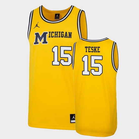 Michigan Wolverines Jon Teske Maize Replica Men'S Jersey Michigan Wolverines Jon Teske Maize Replica Men'S Jersey