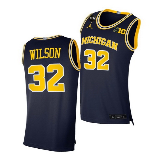 Michigan Wolverines Luke Wilson 2021 Big Ten Regular Season Champions Blm Navy Jersey Michigan Wolverines Luke Wilson 2021 Big Ten Regular Season Champions Blm Navy Jersey