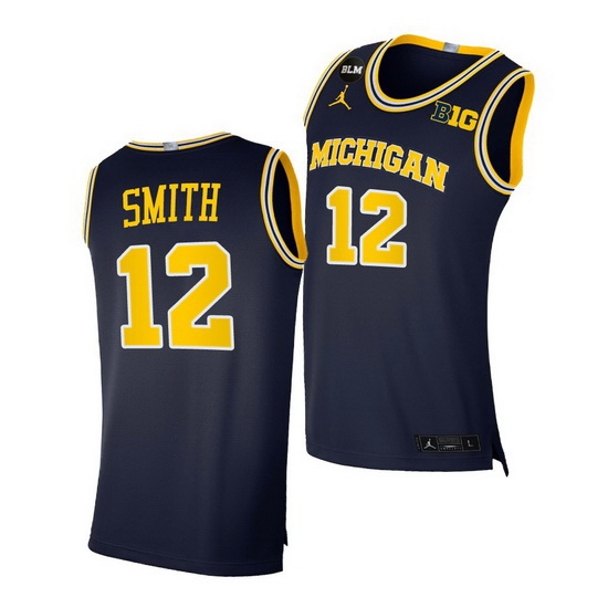 Michigan Wolverines Mike Smith 2021 Big Ten Regular Season Champions Blm Navy Jersey Michigan Wolverines Mike Smith 2021 Big Ten Regular Season Champions Blm Navy Jersey