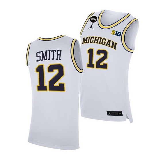 Michigan Wolverines Mike Smith 2021 Big Ten Regular Season Champions Blm White Jersey Michigan Wolverines Mike Smith 2021 Big Ten Regular Season Champions Blm White Jersey