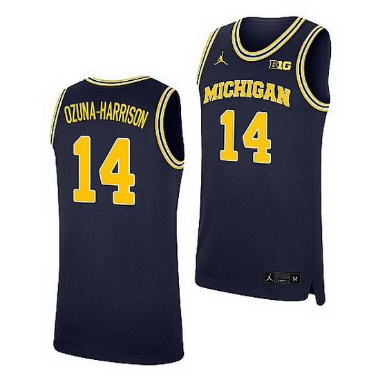 Michigan Wolverines Rico Ozuna Harrison Navy Replica College Basketball Jersey Michigan Wolverines Rico Ozuna Harrison Navy Replica College Basketball Jersey