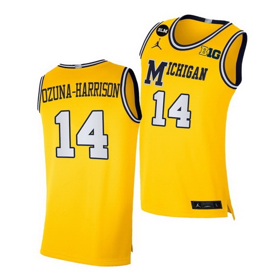 Michigan Wolverines Rico Ozuna Harrison Yellow Blm Social Justice Men Jersey Michigan Wolverines Rico Ozuna Harrison Yellow Blm Social Justice Men Jersey