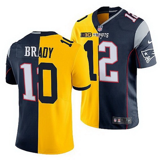 Michigan Wolverines Tom Brady Maize Navy Return New England Men Jersey Michigan Wolverines Tom Brady Maize Navy Return New England Men Jersey