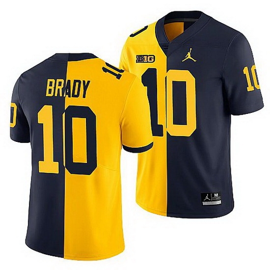 Michigan Wolverines Tom Brady Maize Navy Split Edition Men Jersey Michigan Wolverines Tom Brady Maize Navy Split Edition Men Jersey