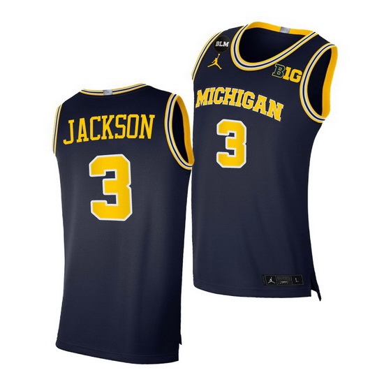 Michigan Wolverines Zeb Jackson 2021 Big Ten Regular Season Champions Blm Navy Jersey Michigan Wolverines Zeb Jackson 2021 Big Ten Regular Season Champions Blm Navy Jersey