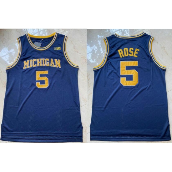 New Michigan Wolverines 5 Jalen Rose Blue Nike College Basketball Jersey New Michigan Wolverines 5 Jalen Rose Blue Nike College Basketball Jersey