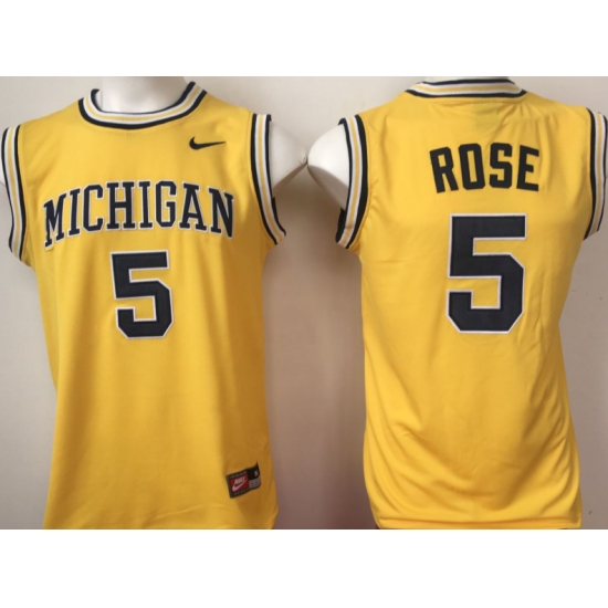 New Michigan Wolverines 5 Jalen Rose Gold Nike College Basketball Jersey New Michigan Wolverines 5 Jalen Rose Gold Nike College Basketball Jersey