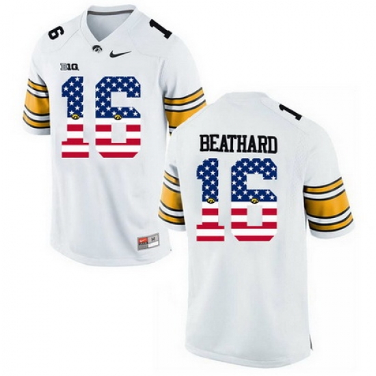 Iowa Hawkeyes 16 C J Beathard White USA Flag College Football Limited Jersey Iowa Hawkeyes 16 C J Beathard White USA Flag College Football Limited Jersey