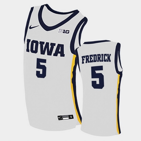 Men Iowa Hawkeyes C.J. Fredrick Home White College Basketball Jersey Men Iowa Hawkeyes C.J. Fredrick Home White College Basketball Jersey