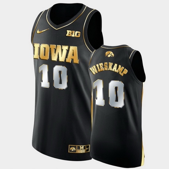 Men Iowa Hawkeyes Joe Wieskamp Golden Edition Black Authentic Limited Jersey Men Iowa Hawkeyes Joe Wieskamp Golden Edition Black Authentic Limited Jersey