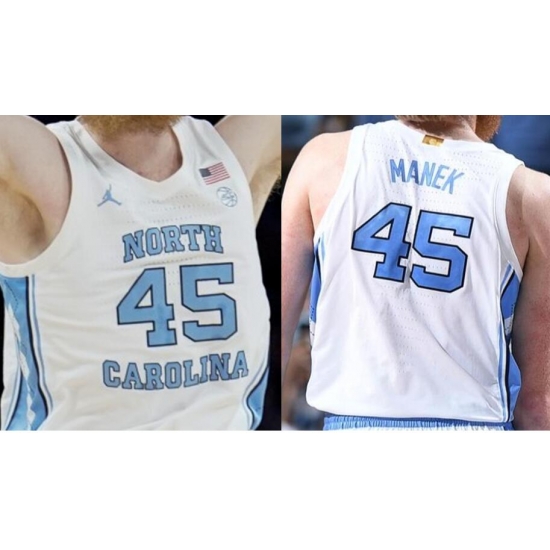 Men North Carolina Tarheels #45 Brady Manek White basketball jerseys Men North Carolina Tarheels #45 Brady Manek White basketball jerseys