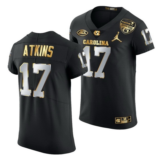 North Carolina Tar Heels Grayson Atkins Black 2021 Orange Bowl Golden Edition Jersey North Carolina Tar Heels Grayson Atkins Black 2021 Orange Bowl Golden Edition Jersey