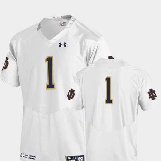 Men Notre Dame Fighting Irish 1 White College Football Finished Replica Jersey Men Notre Dame Fighting Irish 1 White College Football Finished Replica Jersey