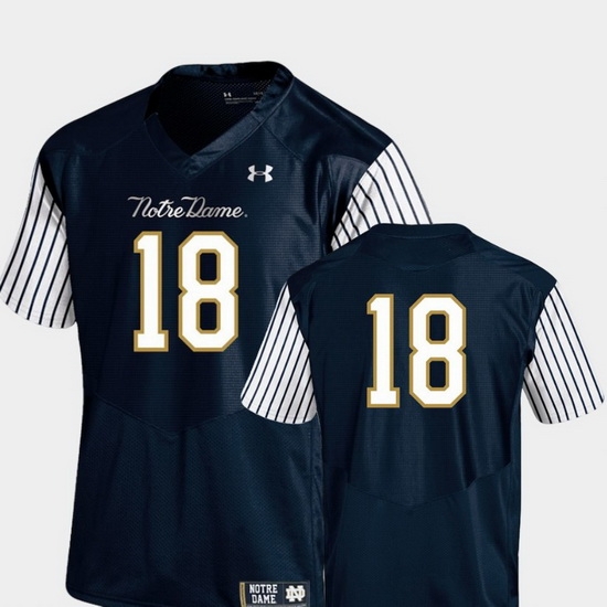 Men Notre Dame Fighting Irish 18 Navy Football 2018 Shamrock Series Pinstripe Jersey Men Notre Dame Fighting Irish 18 Navy Football 2018 Shamrock Series Pinstripe Jersey