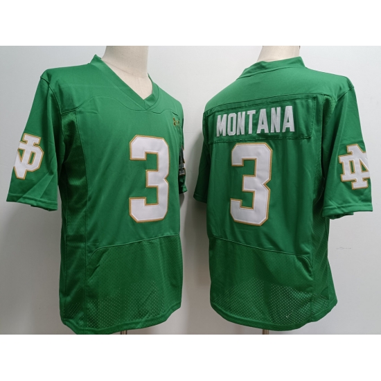 Men Notre Dame Fighting Irish Joe Montana #3 Green 2023 Stitched Jersey Men Notre Dame Fighting Irish Joe Montana #3 Green 2023 Stitched Jersey
