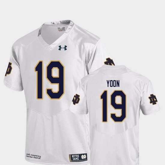 Men Notre Dame Fighting Irish Justin Yoon 19 White College Football Replica Jersey Men Notre Dame Fighting Irish Justin Yoon 19 White College Football Replica Jersey