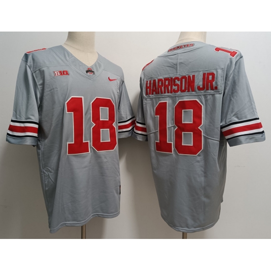 Men Nike Ohio State Buckeyes #18 Marvin Harrison Jr. Gray College Football Jersey Men Nike Ohio State Buckeyes #18 Marvin Harrison Jr. Gray College Football Jersey