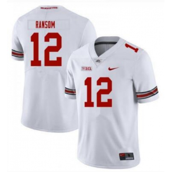 Men Nike Ohio State Buckeyes Lathan Ransom #12 White NCAA Jersey Men Nike Ohio State Buckeyes Lathan Ransom #12 White NCAA Jersey