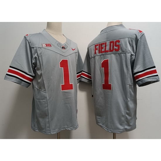 Men Ohio State Buckeyes #1 Justin Fields Gray 2023 F U S E NCAA Stitched Football Jersey Men Ohio State Buckeyes #1 Justin Fields Gray 2023 F U S E NCAA Stitched Football Jersey