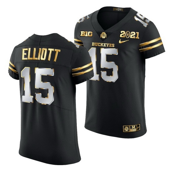 Ohio State Buckeyes Ezekiel Elliott Black 2021 College Football Playoff Championship Golden Authentic Jersey Ohio State Buckeyes Ezekiel Elliott Black 2021 College Football Playoff Championship Golden Authentic Jersey