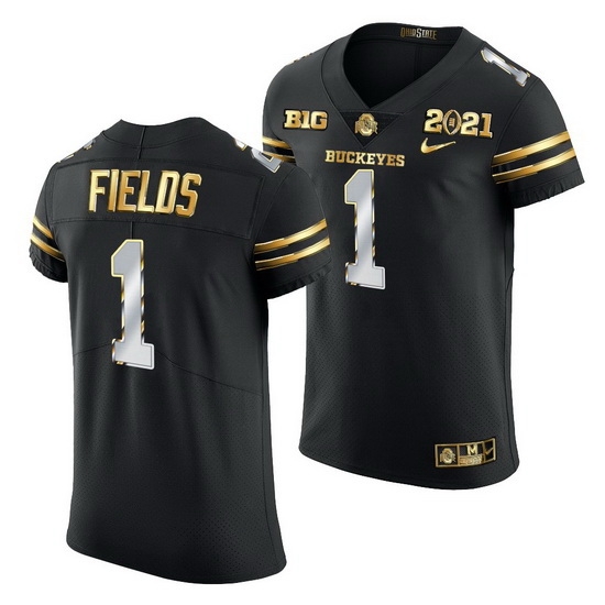 Ohio State Buckeyes Justin Fields Black 2021 College Football Playoff Championship Golden Authentic Jersey Ohio State Buckeyes Justin Fields Black 2021 College Football Playoff Championship Golden Authentic Jersey