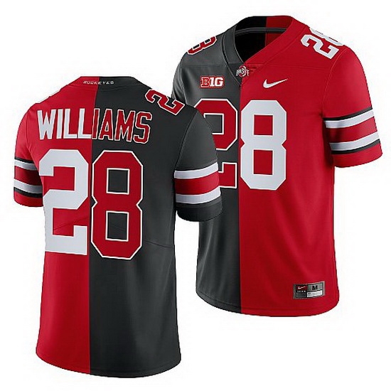 Ohio State Buckeyes Miyan Williams Scarlet Black Split Edition Men Jersey Ohio State Buckeyes Miyan Williams Scarlet Black Split Edition Men Jersey