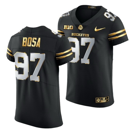 Ohio State Buckeyes Nick Bosa Black Golden Edition Jersey Ohio State Buckeyes Nick Bosa Black Golden Edition Jersey