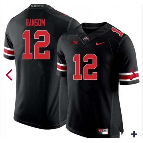 Men Ohio State Buckeyes #12 Lathan Ransom Blackout COllege Football Jersey Men Ohio State Buckeyes #12 Lathan Ransom Blackout COllege Football Jersey