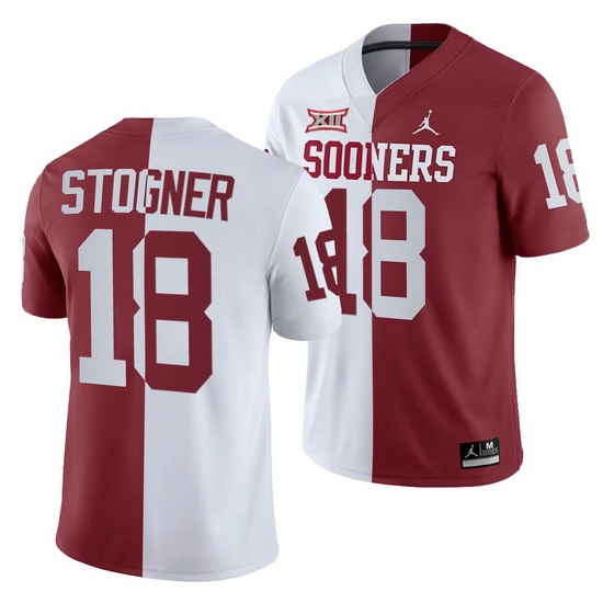 Oklahoma Sooners Austin Stogner White Crimson Split Men'S Jersey Oklahoma Sooners Austin Stogner White Crimson Split Men'S Jersey