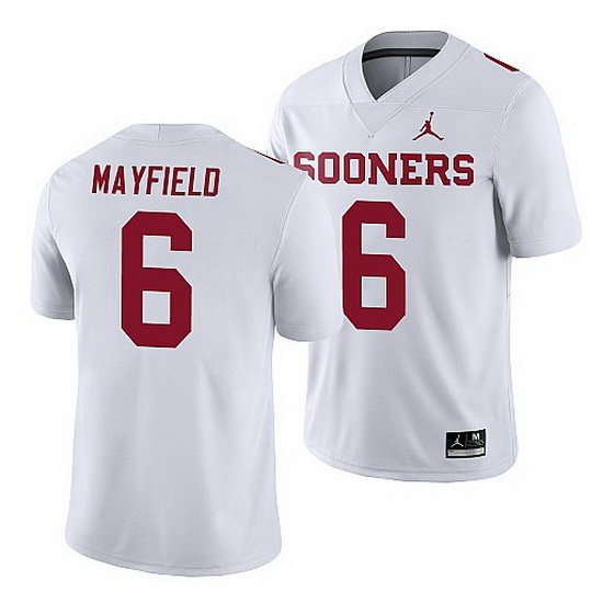 Oklahoma Sooners Baker Mayfield White Game Men'S Jersey Oklahoma Sooners Baker Mayfield White Game Men'S Jersey