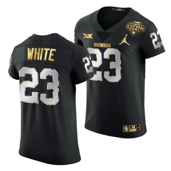 Oklahoma Sooners Dashaun White Black 2020 Cotton Bowl Classic Golden Edition Jersey Oklahoma Sooners Dashaun White Black 2020 Cotton Bowl Classic Golden Edition Jersey