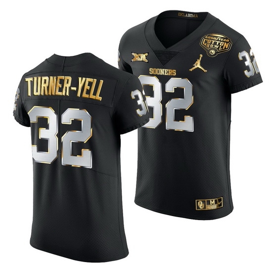Oklahoma Sooners Delarrin Turner Yell Black 2020 Cotton Bowl Classic Golden Edition Jersey Oklahoma Sooners Delarrin Turner Yell Black 2020 Cotton Bowl Classic Golden Edition Jersey