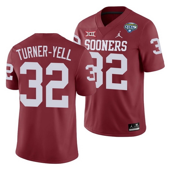 Oklahoma Sooners Delarrin Turner Yell Crimson 2020 Cotton Bowl Classic College Football Jersey Oklahoma Sooners Delarrin Turner Yell Crimson 2020 Cotton Bowl Classic College Football Jersey