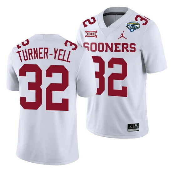 Oklahoma Sooners Delarrin Turner Yell White 2020 Cotton Bowl Classic College Football Jersey Oklahoma Sooners Delarrin Turner Yell White 2020 Cotton Bowl Classic College Football Jersey
