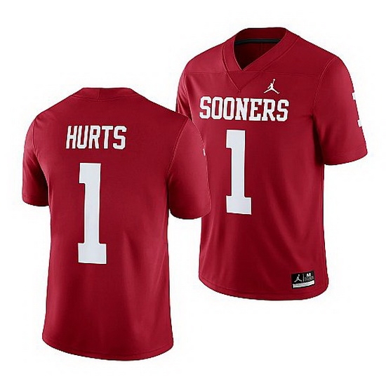 Oklahoma Sooners Jalen Hurts Crimson College Football Men Jersey Oklahoma Sooners Jalen Hurts Crimson College Football Men Jersey