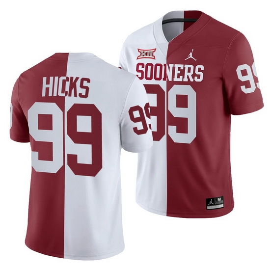 Oklahoma Sooners Marcus Hicks White Crimson Split Men'S Jersey Oklahoma Sooners Marcus Hicks White Crimson Split Men'S Jersey
