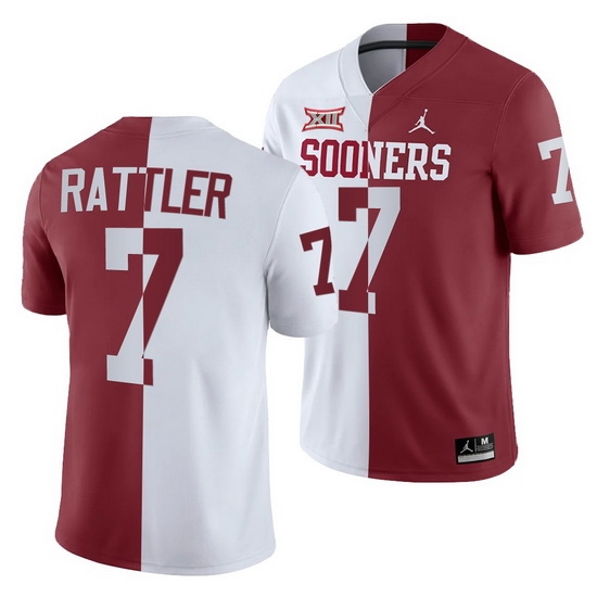 Oklahoma Sooners Spencer Rattler White Crimson Split Men'S Jersey Oklahoma Sooners Spencer Rattler White Crimson Split Men'S Jersey