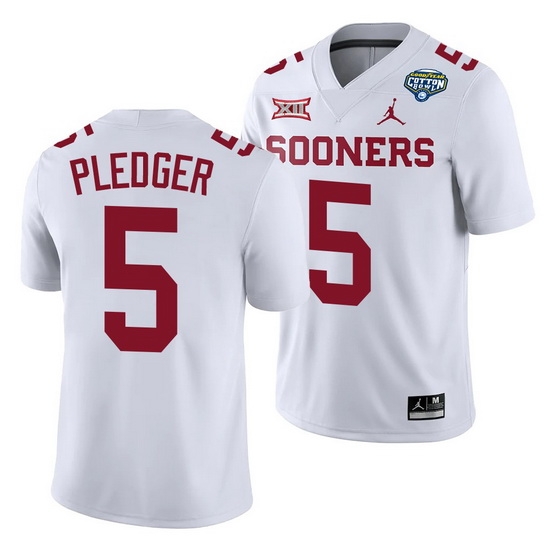 Oklahoma Sooners T.J. Pledger White 2020 Cotton Bowl Classic College Football Jersey Oklahoma Sooners T.J. Pledger White 2020 Cotton Bowl Classic College Football Jersey