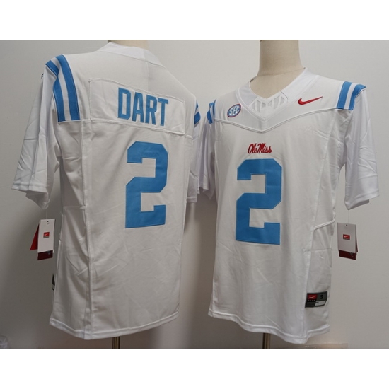 Men Ole Miss Rebels Jaxson Dart #2 White Stitched NCAA Jersey Men Ole Miss Rebels Jaxson Dart #2 White Stitched NCAA Jersey