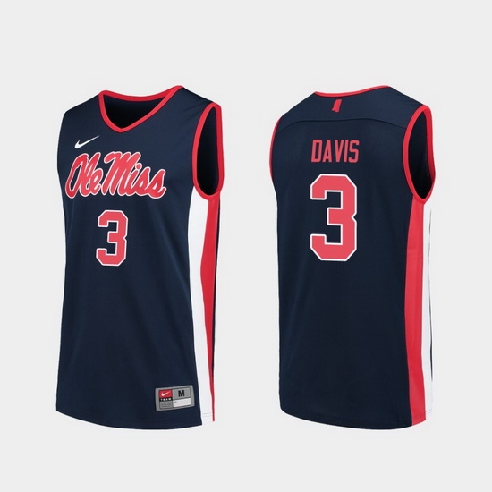 Men Ole Miss Rebels Terence Davis Navy Replica College Basketball Jersey Men Ole Miss Rebels Terence Davis Navy Replica College Basketball Jersey