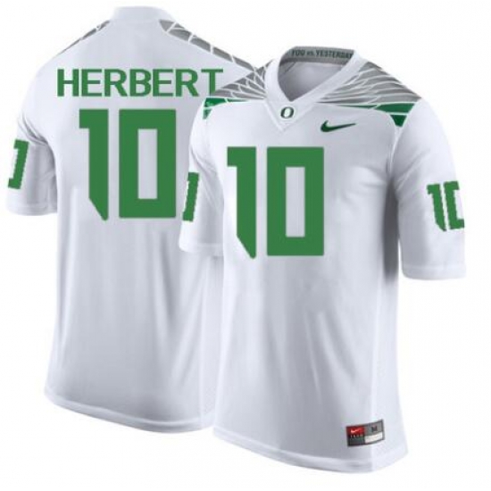 MEN'S JUSTIN HERBERT JERSEY #10 OREGON DUCKS WHITE MEN'S JUSTIN HERBERT JERSEY #10 OREGON DUCKS WHITE