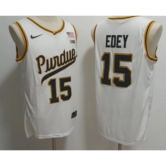 Purdue Boilermakers 15 Zach Edey White Stitched NCAA Jersey Purdue Boilermakers 15 Zach Edey White Stitched NCAA Jersey