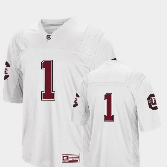 Men South Carolina Gamecocks 1 White College Football Colosseum Jersey Men South Carolina Gamecocks 1 White College Football Colosseum Jersey