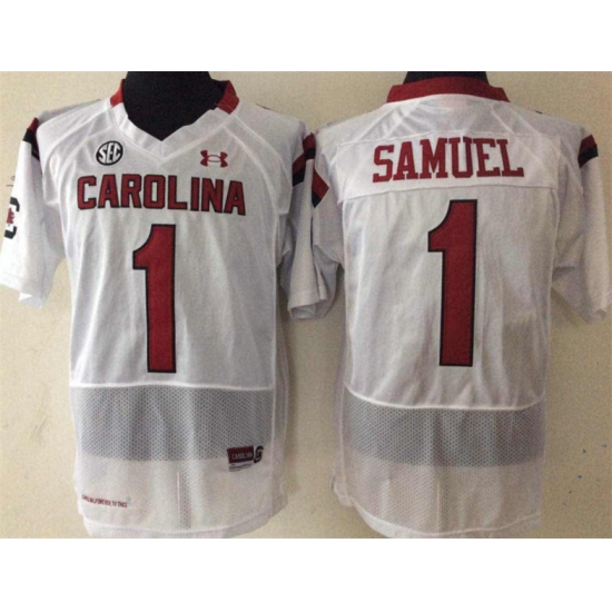 Men South Carolina Gamecocks Deebo Samuel 1 Maroon White Football Jersey Men South Carolina Gamecocks Deebo Samuel 1 Maroon White Football Jersey