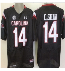 South Carolina Fighting Gamecocks #14 Connor Shaw Black SEC Patch Stitched NCAA Jersey II