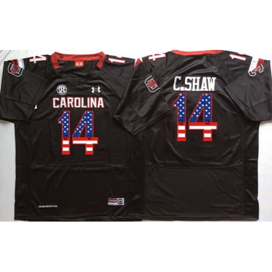 South Carolina Gamecocks 14 C Shaw Black USA Flag College Jersey South Carolina Gamecocks 14 C Shaw Black USA Flag College Jersey