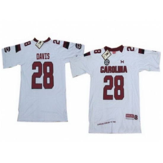 Under Armour South Carolina 28 Davis White New Style Jersey with New SEC Patch Under Armour South Carolina 28 Davis White New Style Jersey with New SEC Patch
