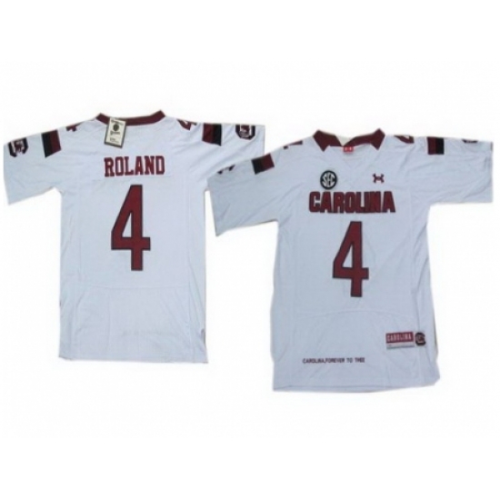 Under Armour South Carolina 4 Roland White New Style Jersey with New SEC Patch Under Armour South Carolina 4 Roland White New Style Jersey with New SEC Patch