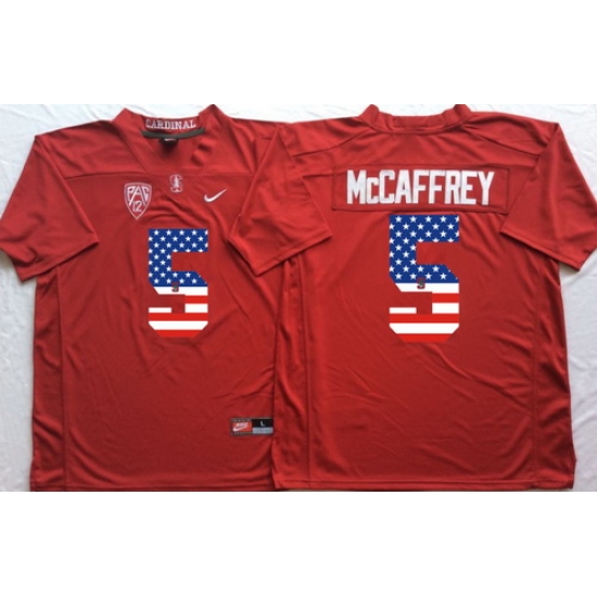 Stanford Cardinals 5 Christian McCaffrey Red USA Flag College Jersey Stanford Cardinals 5 Christian McCaffrey Red USA Flag College Jersey